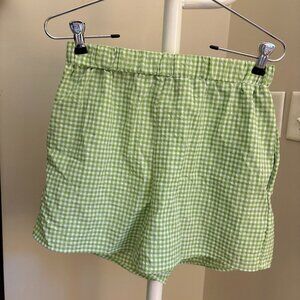 Women's Green Gingham Shorts